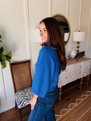 The Wendy Mock Neck Sweater Cobalt Blue