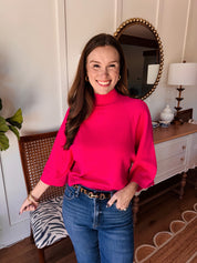 The Wendy Mock Neck Sweater Magenta