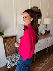 The Wendy Mock Neck Sweater Magenta
