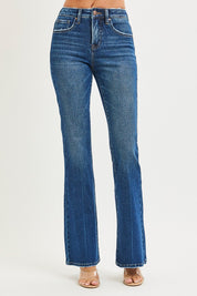 Risen Tummy Control 4 Way Stretch High Rise Flare Jeans
