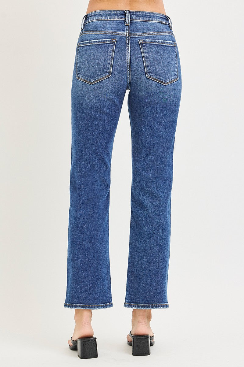 Risen Tummy Control High Rise Ankle Straight Jeans