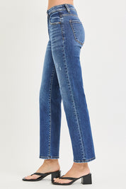 Risen Tummy Control High Rise Ankle Straight Jeans