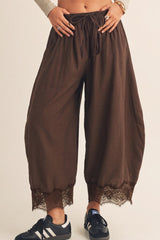 Brown Lace Balloon Pants