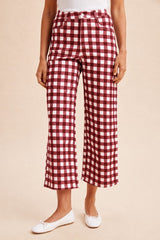 Comfort Stretch Gingham Pants Burgundy