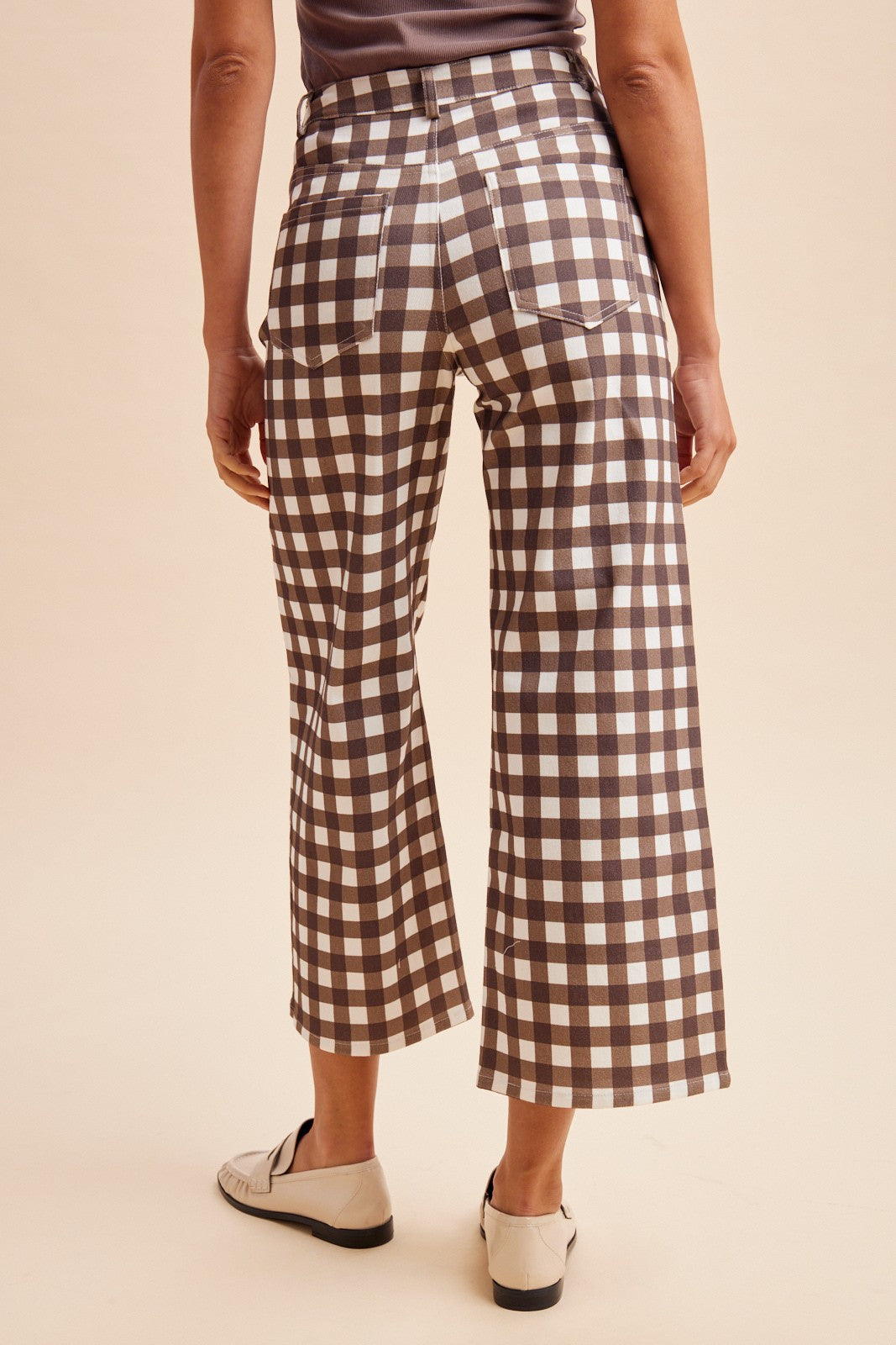 Comfort Stretch Brown Gingham Pants
