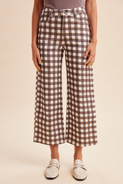 Comfort Stretch Brown Gingham Pants