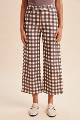 Comfort Stretch Brown Gingham Pants