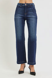 Risen Tummy Control High Rise Ankle Straight Jeans