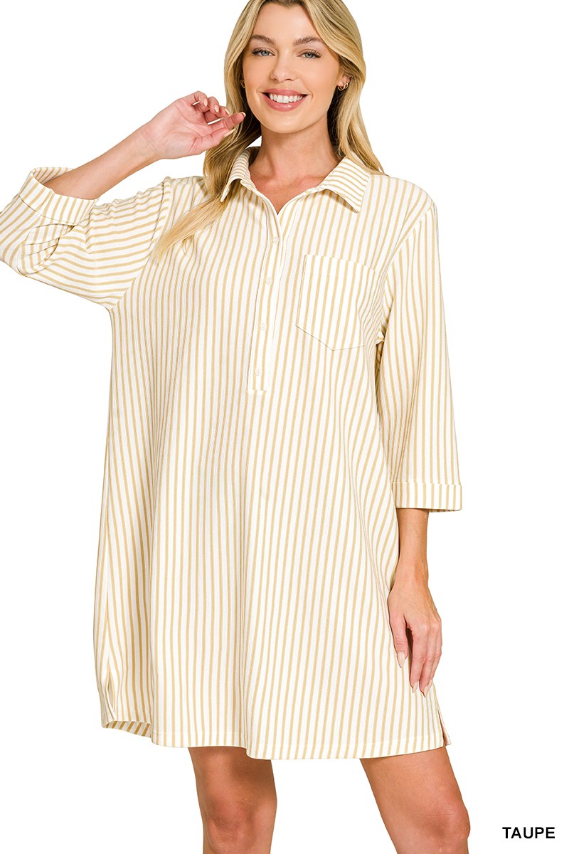 The Easy Way Striped Dress Taupe