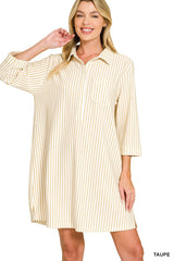 The Easy Way Striped Dress Taupe