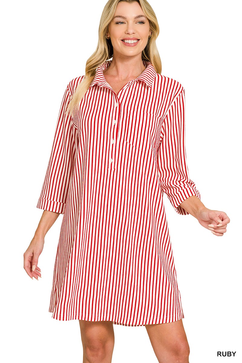 The Easy Way Striped Dress Red