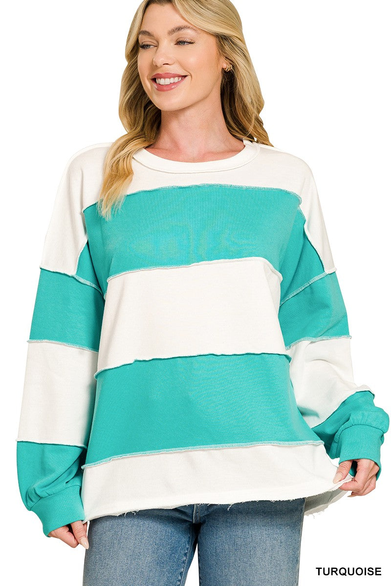 The Leland Striped Turquoise Top
