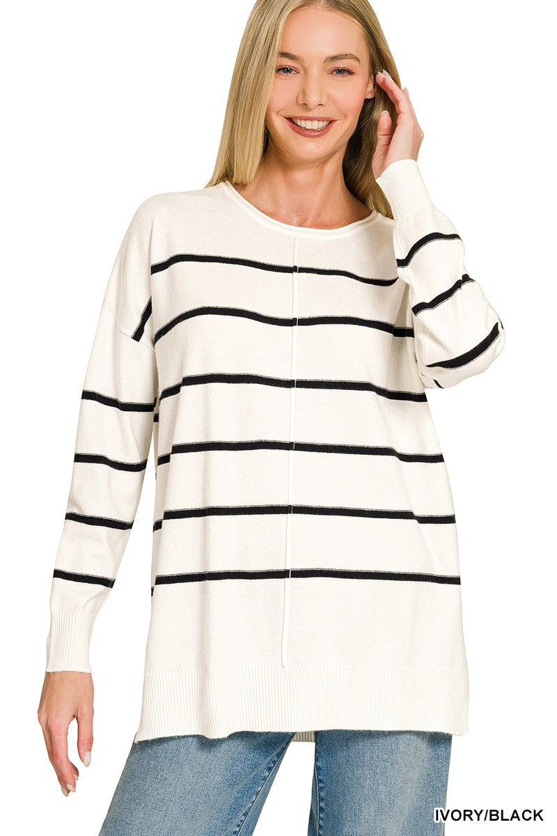 The Kensley Striped Sweater Black