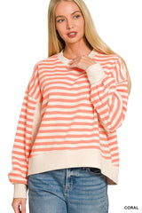 The Last Stop Striped Coral Sweatshirt