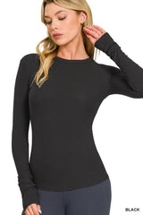 The Ribbed Layering Round Neck Top Black