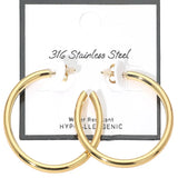 Gold Stainless Steel Classic Hoop Earrings