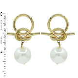 Gold Open Gold Geometric with Pearl  Earring