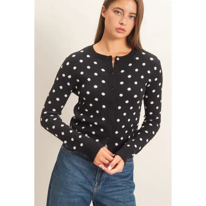 The Kensington Black Polka Dot Cardigan