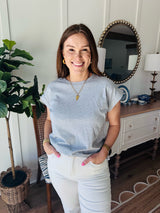 Round Neck Basic Top Grey
