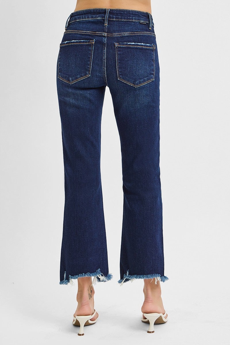 Risen Straight Leg Slim Cropped Jeans
