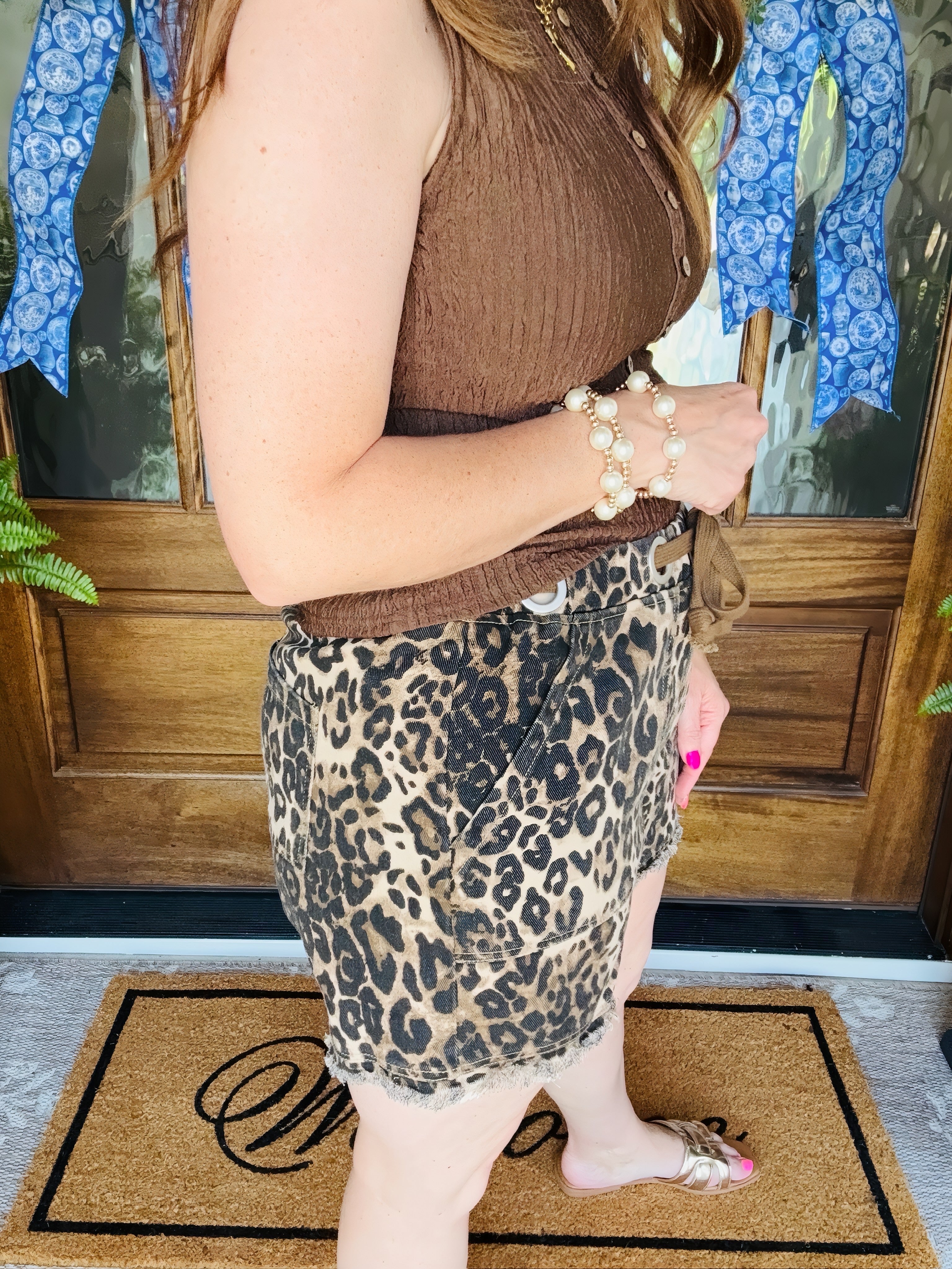 Leopard Frayed Short