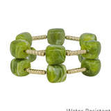 Green Beaded Set of 2 16mm Beaded Stretch Bracelets
