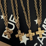 Chansutt Pearls Hammered Cross Necklace