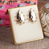 Gold Studded Teardrop Earrings