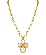 Pearl Bead Twist Cross Necklace