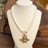 Pearl Necklace With Bee Pendant