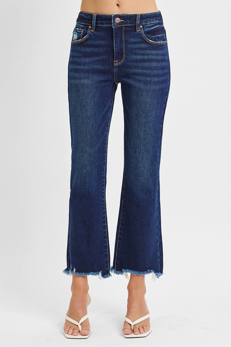 Risen Straight Leg Slim Cropped Jeans