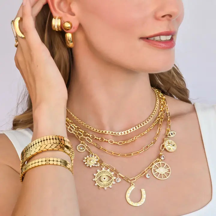 Puffy Gold Hoop Earring