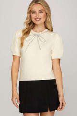 The Bright Bow Cream Top