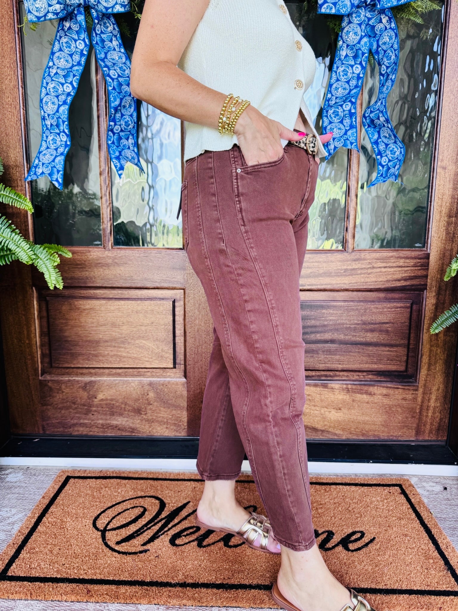 Barrel Leg Denim Brown