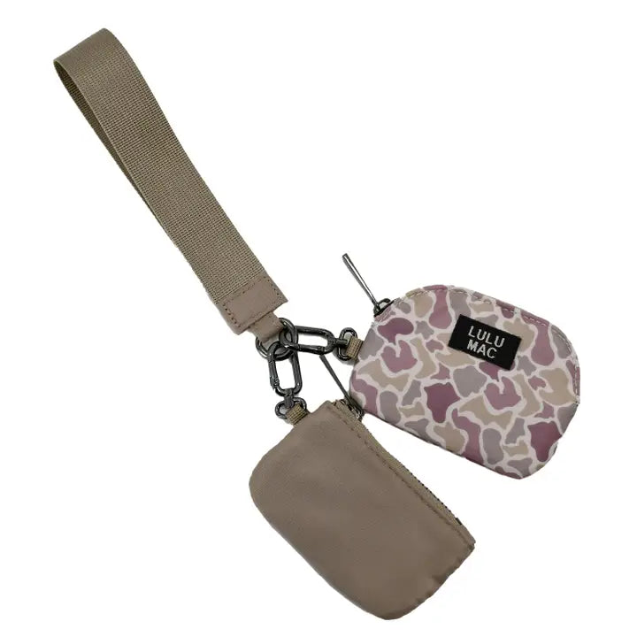 Lulu Mac Camo/Beige  Double Pouch Wristlet