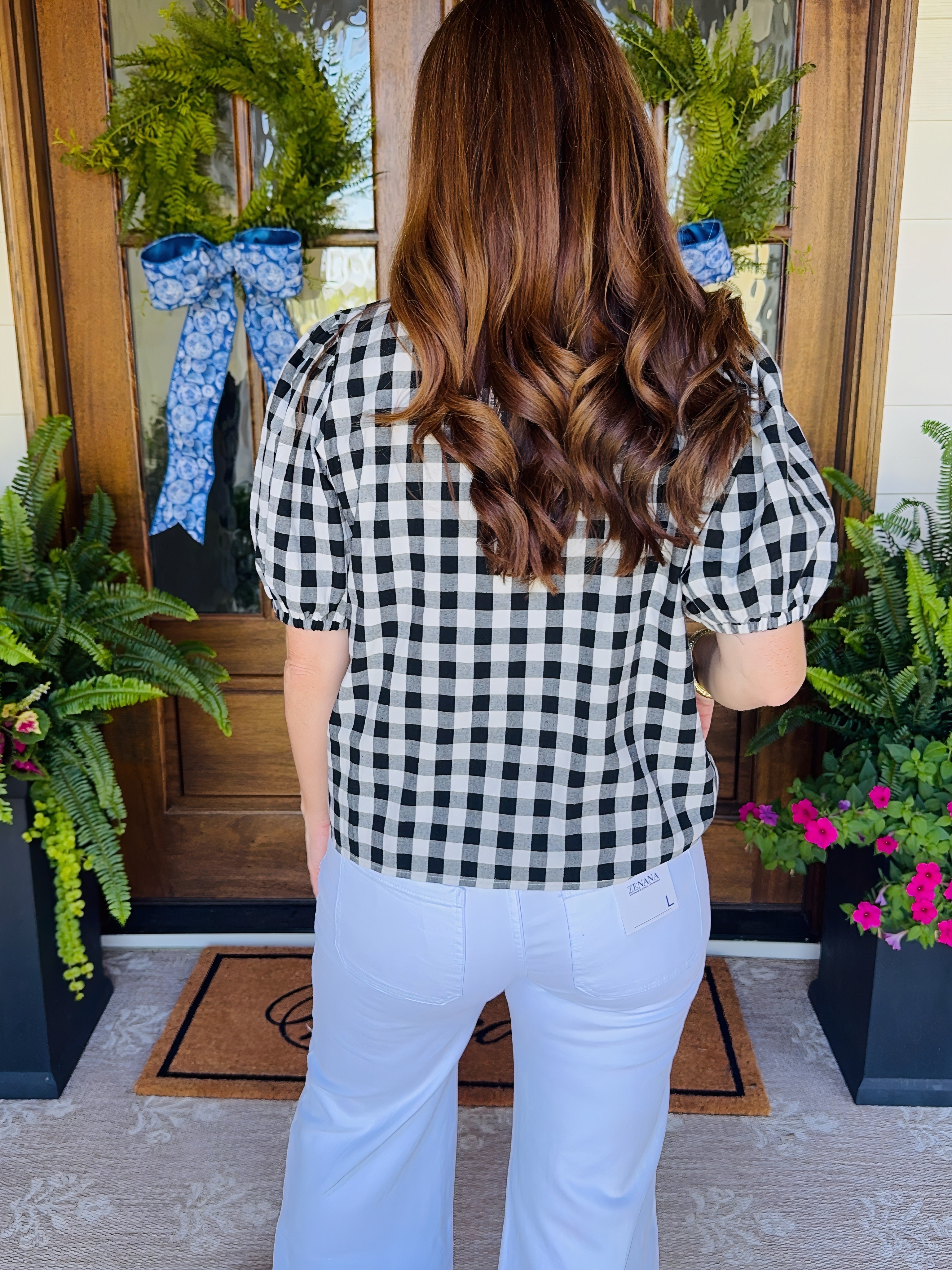 The Gingham Top Black