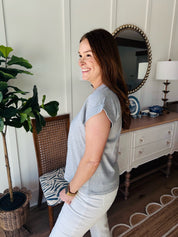 Round Neck Basic Top Grey
