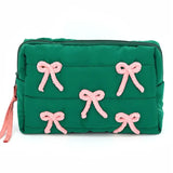 Pink Bows Pattern Quilted Puffer Pouch