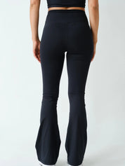 Venice Crossover Black Flared Leggings