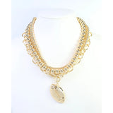 Bree Beaded Layered Necklace Football Gold