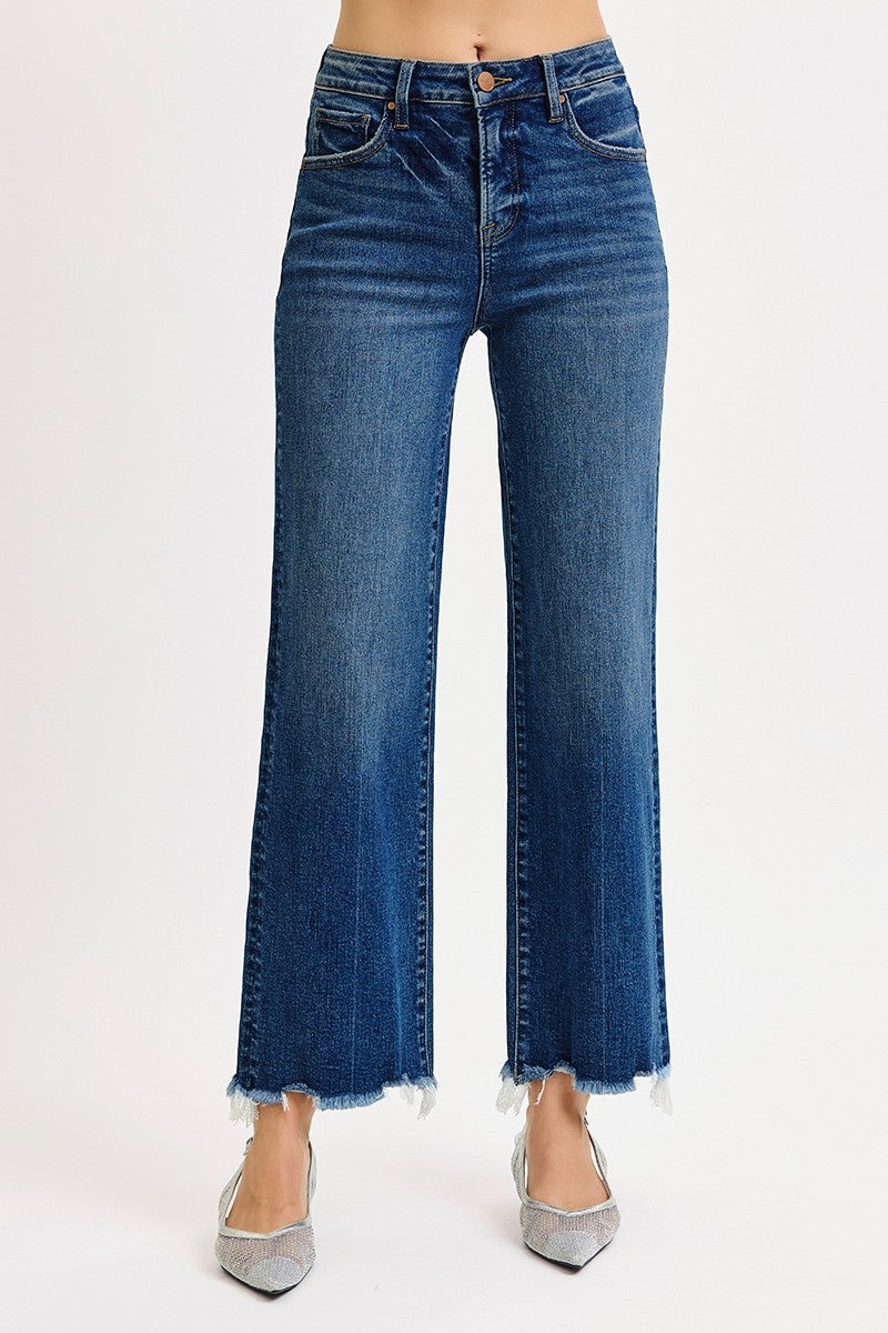 Risen Tummy Control High Rise Ankle Straight Jeans
