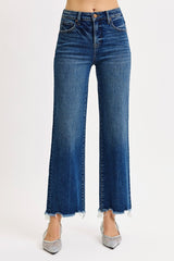 Risen Tummy Control High Rise Ankle Straight Jeans