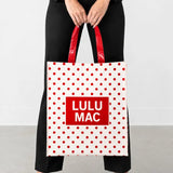 White/Red Dot Lulu Mac Reusable Tote