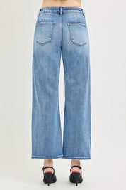 Risen Cropped Wide Leg Jeans