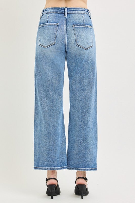 Risen Cropped Wide Leg Jeans