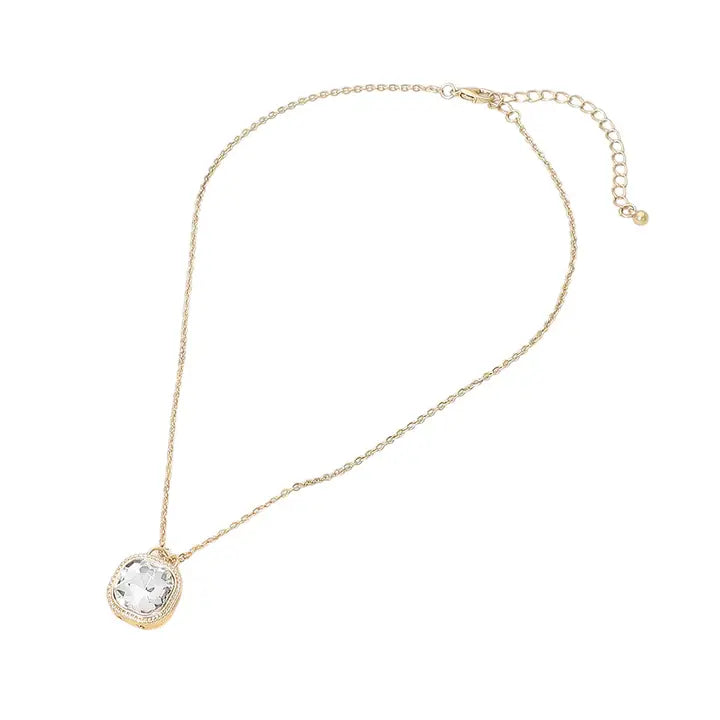 Clear Square Stone Necklace