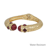 Water Resistant Matte Gold with Maroon Crystal Bracelet