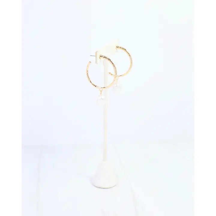 Laila Pearl Dangle Hoop Earring Gold