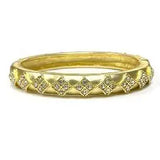 Gold Hinged Bracelet with Rhinestone Accents