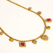 Daiselle 18K Gold Non-Tarnish Colorful Charm Necklace